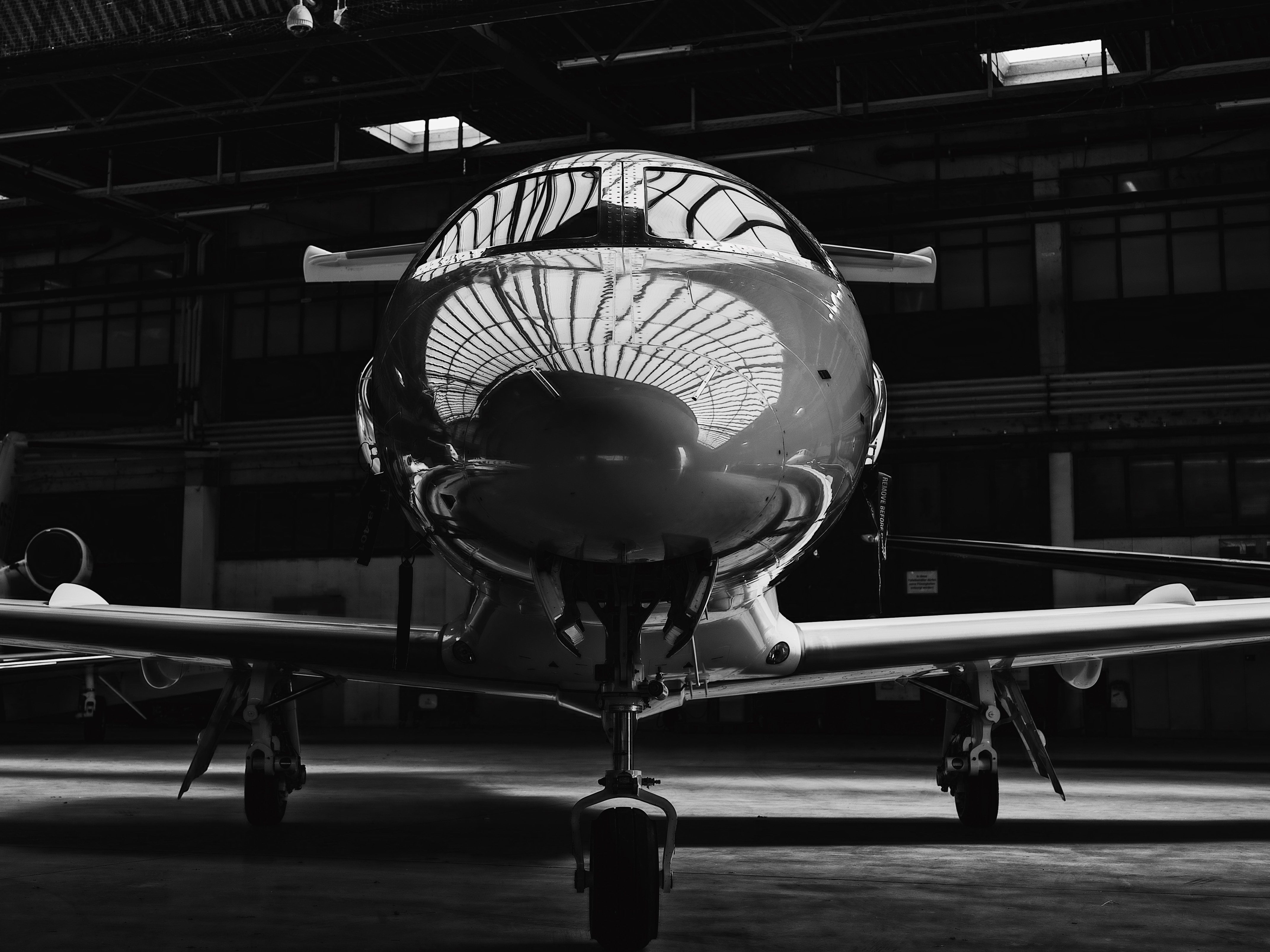 Aircraft in hangar